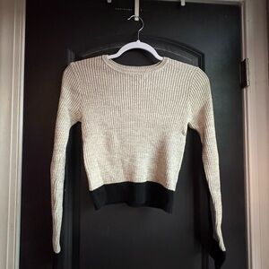 Forever 21 Cream and Black Crew Neck Sweater